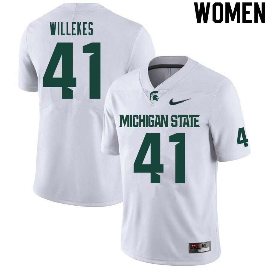 Women #41 Charles Willekes Michigan State Spartans College Football Jerseys Sale-White